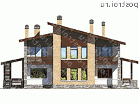 U-262-1K проект двухэтажного дома из кирпича размером 13 на 13  - вид справа