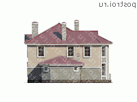 U-278-1P проект двухэтажного дома из пеноблоков размером 13 на 21  - вид справа