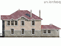 U-278-1P проект двухэтажного дома из пеноблоков размером 13 на 21  - вид сзади