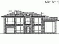 U-284-1P проект двухэтажного дома из пеноблоков с гаражом размером 20 на 12 - вид спереди