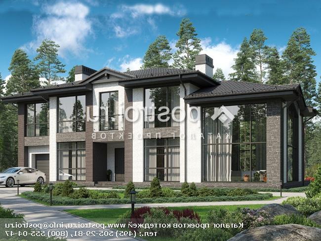 U-284-1P проект двухэтажного дома из пеноблоков с гаражом размером 20 на 12