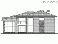 U-284-1P проект двухэтажного дома из пеноблоков с гаражом размером 20 на 12 - вид сзади