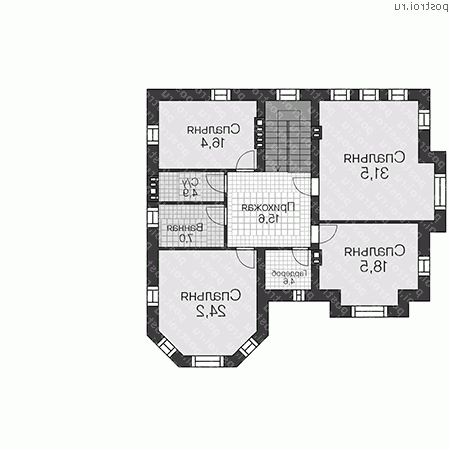 U-287-1K проект двухэтажного дома из кирпича размером 13 на 20  - 2-й этаж