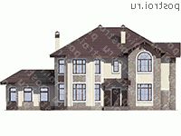 U-287-1K проект двухэтажного дома из кирпича размером 13 на 20  - вид спереди