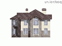 U-287-1K проект двухэтажного дома из кирпича размером 13 на 20  - вид слева