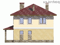 V-166-1K проект двухэтажного дома из кирпича размером 11 на 10 - вид сзади V-166-1K проект двухэтажного дома из кирпича размером 11 на 10 - вид сзади