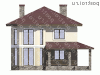 V-166-1P проект двухэтажного дома из пеноблоков размером 12 на 12 - вид спереди