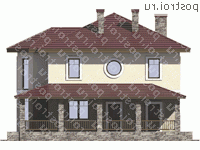 V-166-1P проект двухэтажного дома из пеноблоков размером 12 на 12 - вид слева