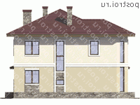 V-166-1P проект двухэтажного дома из пеноблоков размером 12 на 12 - вид справа