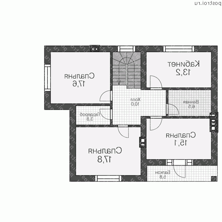 V-169-1P проект двухэтажного дома из пеноблоков размером 10 на 13  - 2-й этаж
