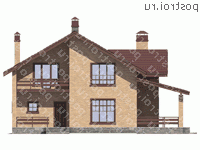 V-173-1P проект двухэтажного дома из пеноблоков с подвалом и мансардой размером 9 на 12 - вид спереди