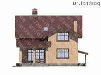 V-173-1P проект двухэтажного дома из пеноблоков с подвалом и мансардой размером 9 на 12 - вид слева