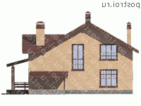 V-173-1P проект двухэтажного дома из пеноблоков с подвалом и мансардой размером 9 на 12 - вид сзади