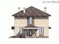 V-192-1P проект двухэтажного коттеджа из пенобетона размером 13 на 10  - вид спереди