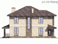 V-192-1P проект двухэтажного коттеджа из пенобетона размером 13 на 10  - вид слева