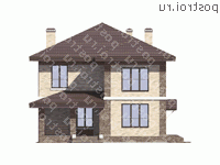 V-192-1P проект двухэтажного коттеджа из пенобетона размером 13 на 10  - вид сзади