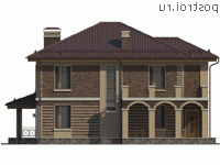 V-192-2P проект двухэтажного коттеджа из пенобетона размером 9 на 13 - вид слева