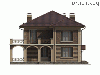 V-192-2P проект двухэтажного коттеджа из пенобетона размером 9 на 13 - вид сзади