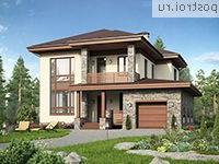 V-202-1P проект двухэтажного дома из пенобетона с гаражом размером 14 на 13