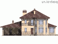 V-215-1P проект двухэтажного дома из пенобетона с гаражом размером 12 на 20  - вид спереди
