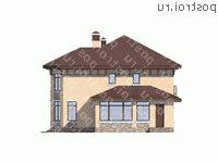 V-215-1P проект двухэтажного дома из пенобетона с гаражом размером 12 на 20  - вид слева