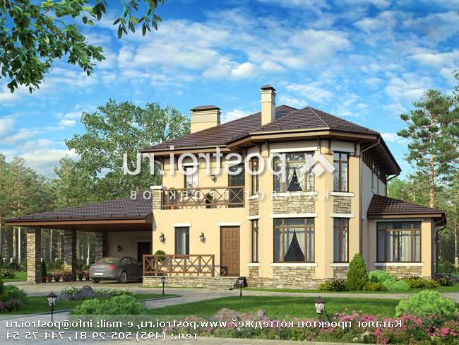 V-215-1P проект двухэтажного дома из пенобетона с гаражом размером 12 на 20 