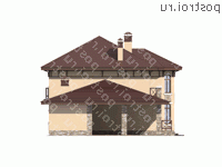 V-215-1P проект двухэтажного дома из пенобетона с гаражом размером 12 на 20  - вид справа