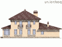 V-215-1P проект двухэтажного дома из пенобетона с гаражом размером 12 на 20  - вид сзади