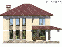 V-220-1K проект двухэтажного коттеджа из кирпича размером 12 на 12  - вид спереди