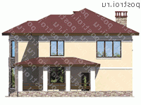 V-220-1K проект двухэтажного коттеджа из кирпича размером 12 на 12  - вид слева