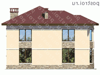 V-220-1K проект двухэтажного коттеджа из кирпича размером 12 на 12  - вид справа