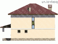 V-220-1K проект двухэтажного коттеджа из кирпича размером 12 на 12  - вид сзади