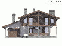 V-226-1P проект двухэтажного коттеджа из газобетона с гаражом размером 15 на 14  - вид спереди