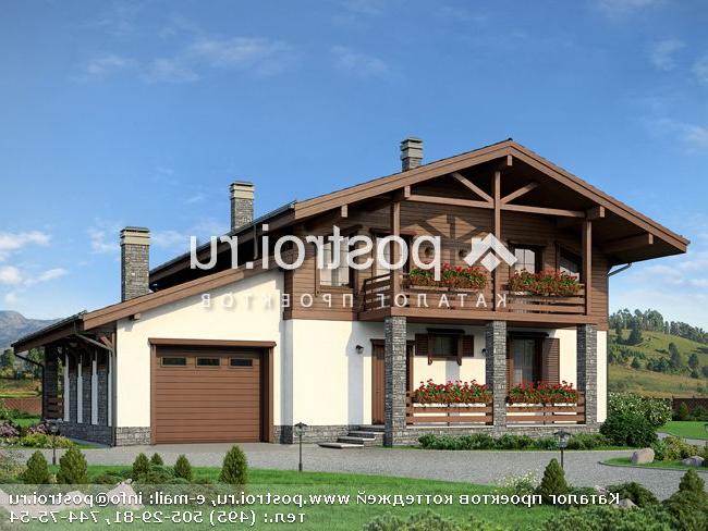 V-226-1P проект двухэтажного коттеджа из газобетона с гаражом размером 15 на 14 