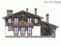V-226-1P проект двухэтажного коттеджа из газобетона с гаражом размером 15 на 14  - вид сзади