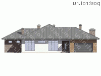 V-246-1K проект одноэтажного дома из кирпича с гаражом размером 21 на 24  - вид спереди