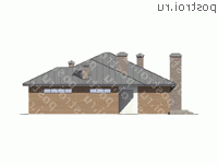 V-246-1K проект одноэтажного дома из кирпича с гаражом размером 21 на 24  - вид слева