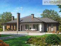 V-246-1K проект одноэтажного дома из кирпича с гаражом размером 21 на 24 