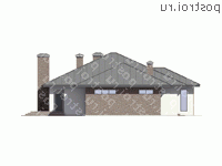 V-246-1K проект одноэтажного дома из кирпича с гаражом размером 21 на 24  - вид справа