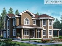 V-255-1K проект двухэтажного коттеджа из кирпича с гаражом размером 15 на 18