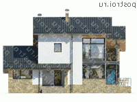 W-173-1P проект двухэтажного дома из пеноблоков размером 12 на 12  - вид спереди