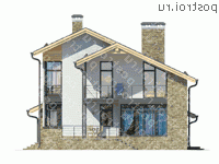 W-173-1P проект двухэтажного дома из пеноблоков размером 12 на 12  - вид слева