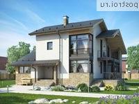 W-173-1P проект двухэтажного дома из пеноблоков размером 12 на 12 