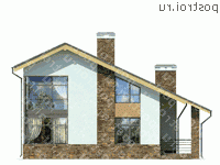 W-194-2P проект двухэтажного коттеджа из пенобетона размером 14 на 13  - вид слева