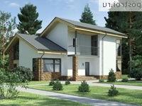 W-194-2P проект двухэтажного коттеджа из пенобетона размером 14 на 13 