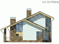 W-194-2P проект двухэтажного коттеджа из пенобетона размером 14 на 13  - вид справа