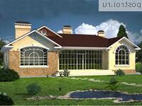 W-223-1K проект одноэтажного коттеджа из кирпича с гаражом размером 17 на 20 