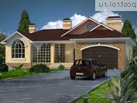 W-223-1K проект одноэтажного коттеджа из кирпича с гаражом размером 17 на 20 