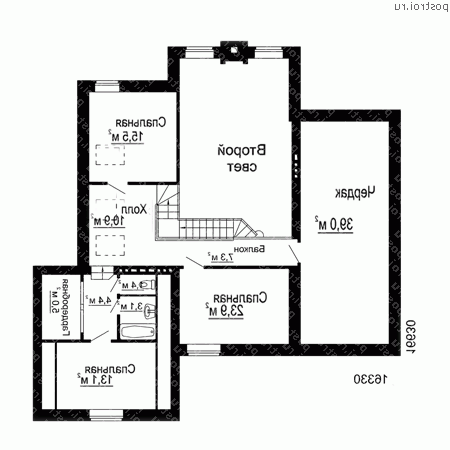W-239-1K проект одноэтажного дома из кирпича с мансардой и гаражом размером 17 на 16  - мансарда