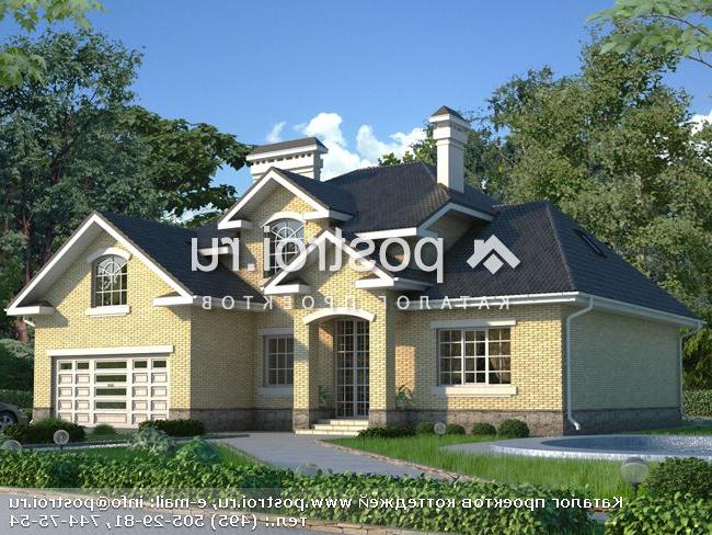 W-239-1K проект одноэтажного дома из кирпича с мансардой и гаражом размером 17 на 16 